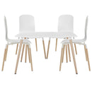 Stack Dining Chairs and Table Wood Set of 5
