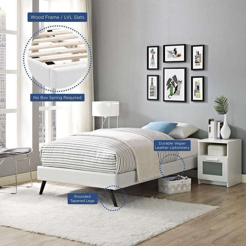 Loryn Twin Vinyl Bed Frame with Round Splayed Legs