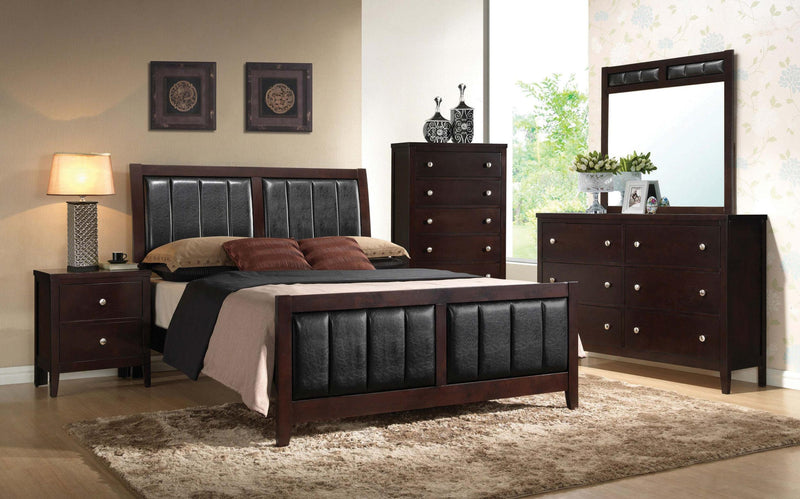 Carlton Upholstered Bedroom Set Cappuccino and Black