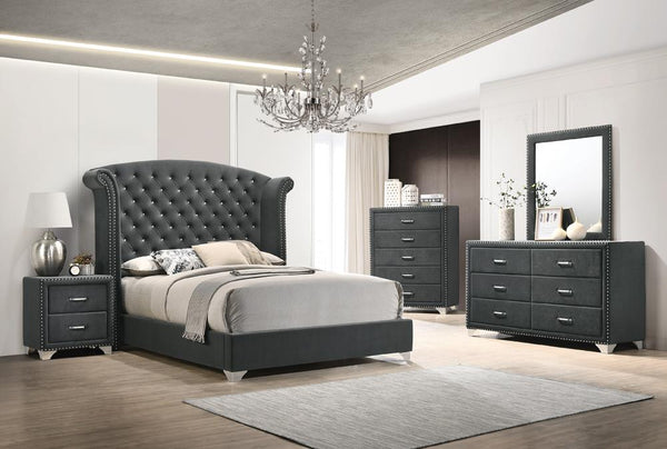 Melody 5-piece California King Tufted Upholstered Bedroom Set Grey image