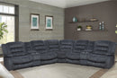 Parker Living Bolton - Misty Storm 7 Piece Modular Reclining Sectional and Entertainment Console