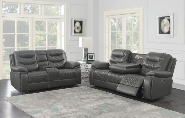 Flamenco 2-piece Tufted Upholstered Power Living Room Set Charcoal image