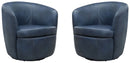 Parker Living Barolo 100% Italian Leather Swivel Club Chair Two Pack