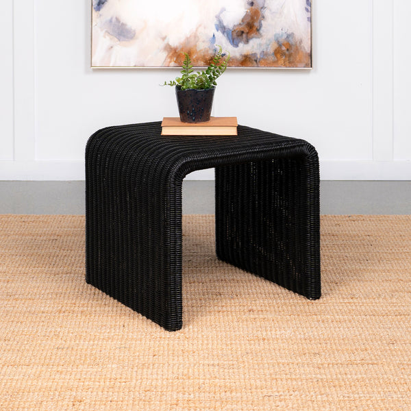 Cahya Woven Rattan Sqaure End Table Black image