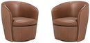 Parker Living Barolo 100% Italian Leather Swivel Club Chair Two Pack