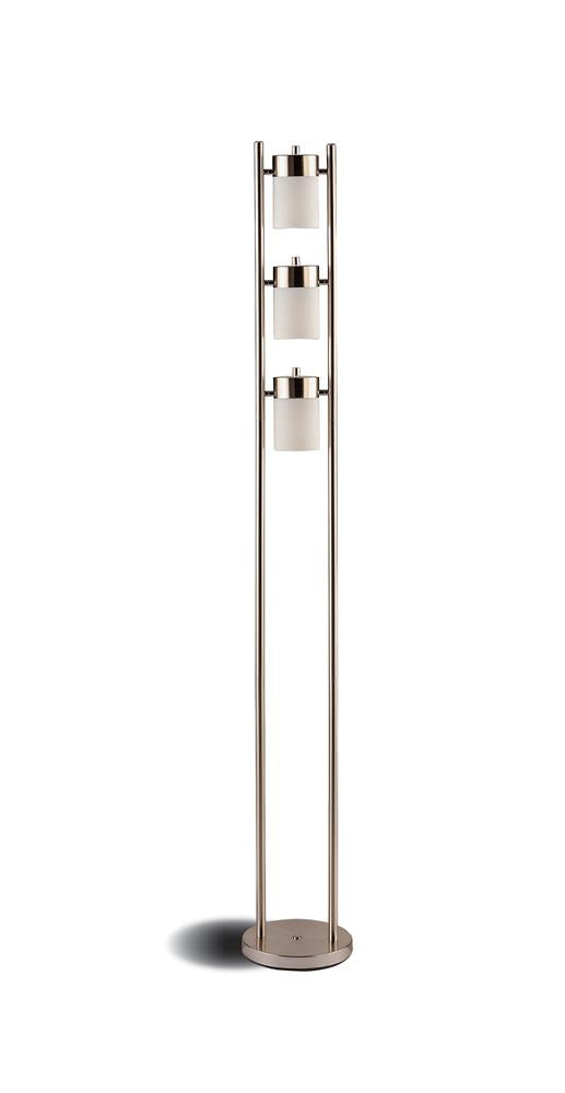 Munson Floor Lamp with 3 Swivel Lights Brushed Silver image