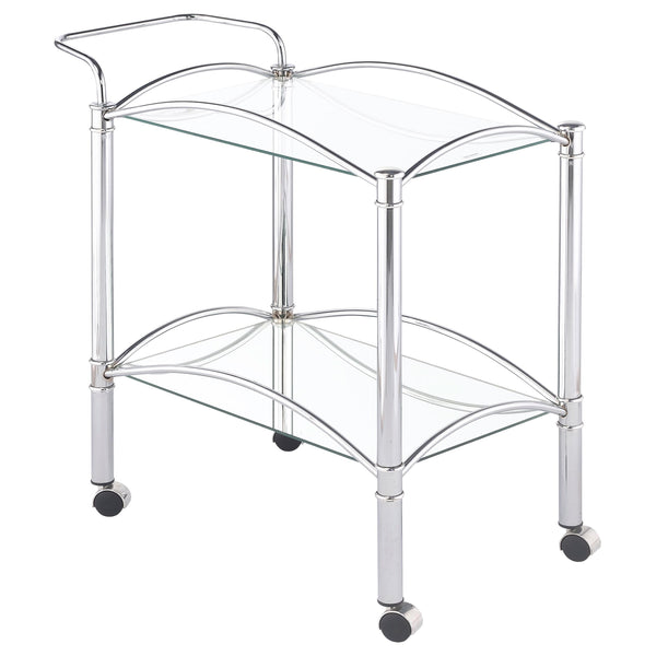 Shadix 2-tier Serving Cart with Glass Top Chrome and Clear image