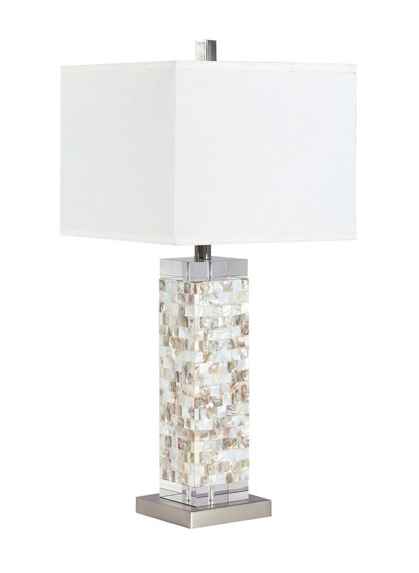 Capiz Square Shade Table Lamp with Crystal Base White and Silver image