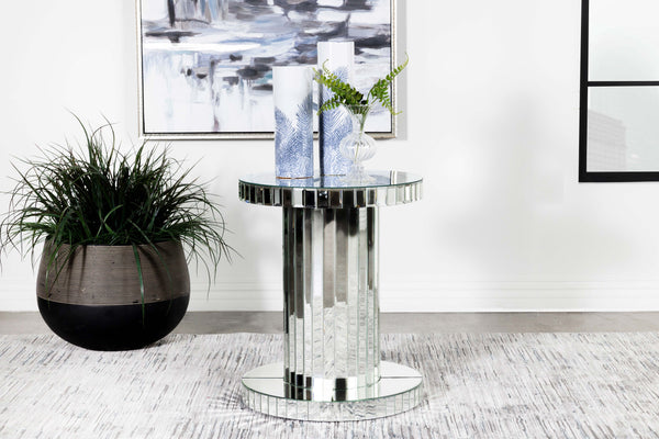 Dorielle Crystal Inlay Round Top Accent Table Mirror image