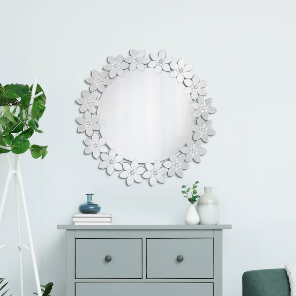 Cordelia Round Floral Frame Wall Mirror image