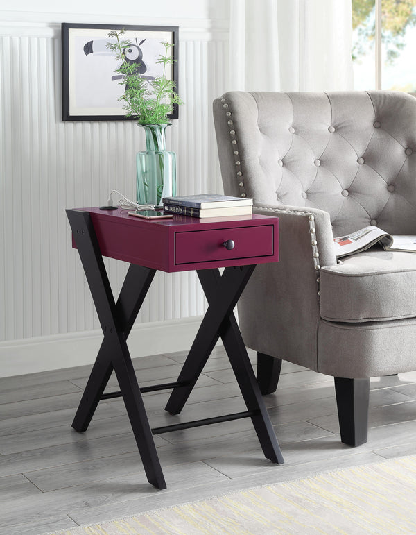 Fierce Burgundy & Black Side Table (USB Charging Dock) image