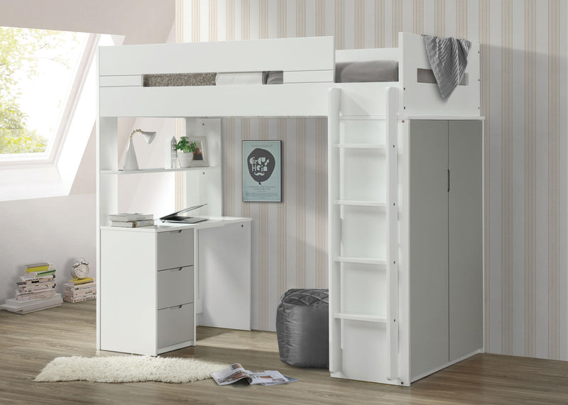 Nerice White & Gray Loft Bed image