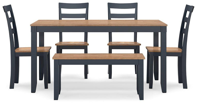 Gesthaven Dining Table with 4 Chairs and Bench (Set of 6)