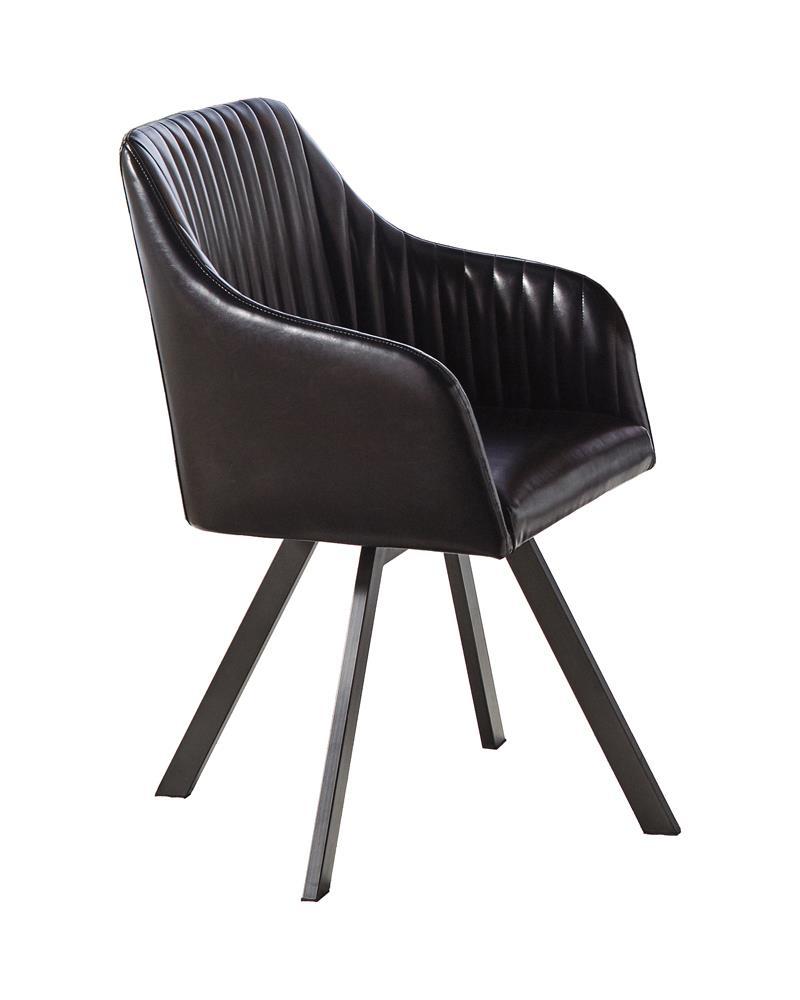 Arika Tufted Sloped Arm Swivel Dining Chair Black and Gunmetal