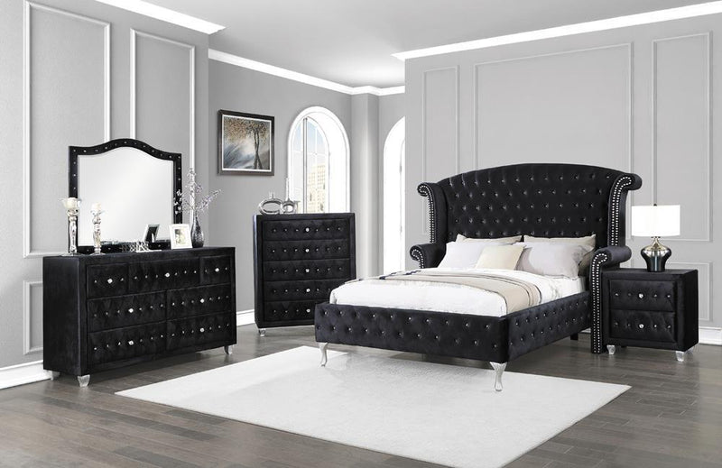 Deanna Queen Tufted Upholstered Bed Black