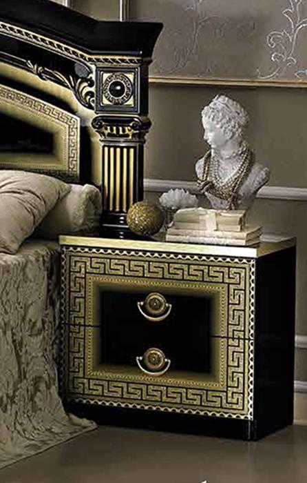ESF Furniture Aida 2 Drawer Nightstand in Black w/ Gold