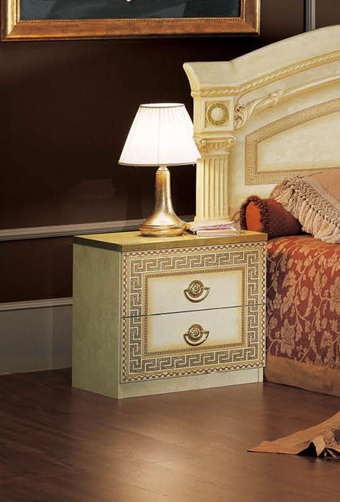ESF Furniture Aida 2 Drawer Nightstand in Ivory w/ Gold