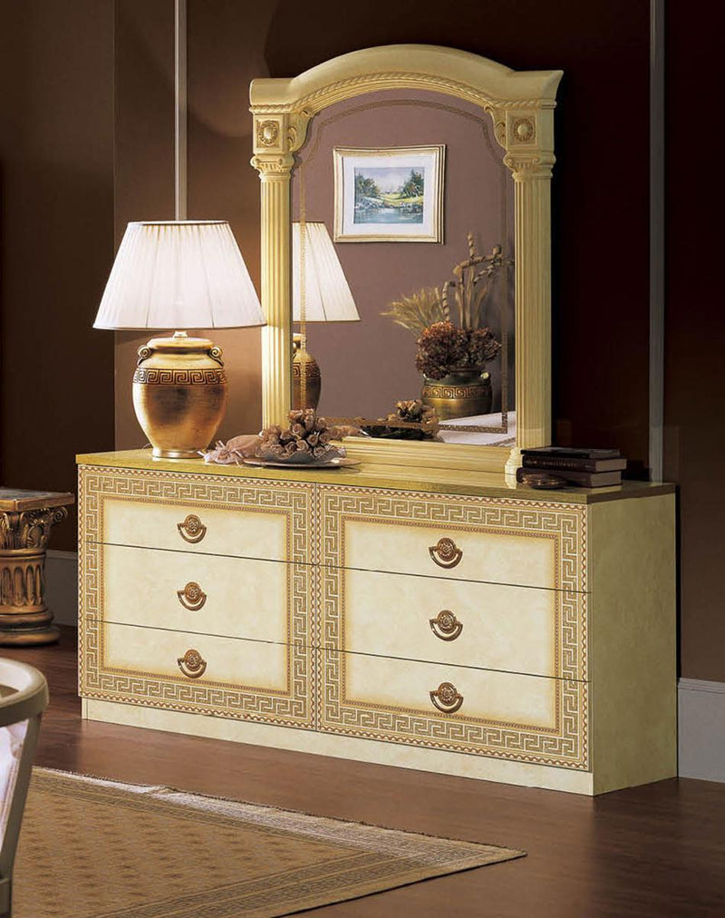 ESF Furniture Aida Double Dresser in Ivory w/ Gold