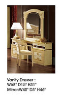ESF Furniture Aida Vanity Dresser in Ivory w/ Gold