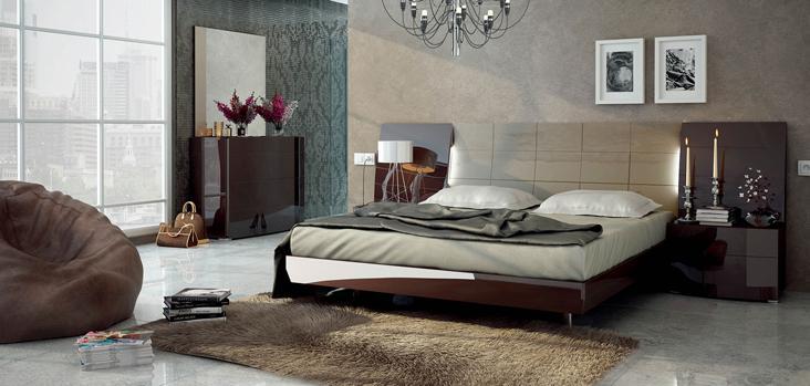 ESF Furniture Barcelona Queen Platform Bed in Dark Brown