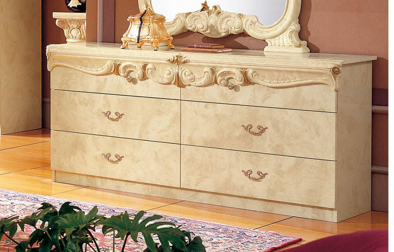 ESF Furniture Barocco Double Dresser in Ivory