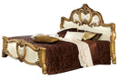 ESF Furniture Barocco Queen Leather Panel Bed in Ivory w/ Gold