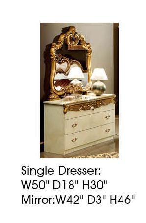 ESF Furniture Barocco Single Dresser in Ivory w/ Gold