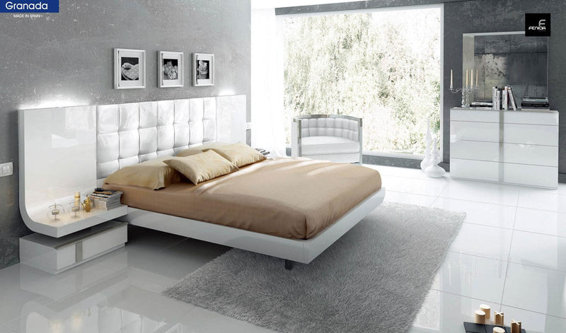 ESF Furniture Granada Queen Platform Bed in White