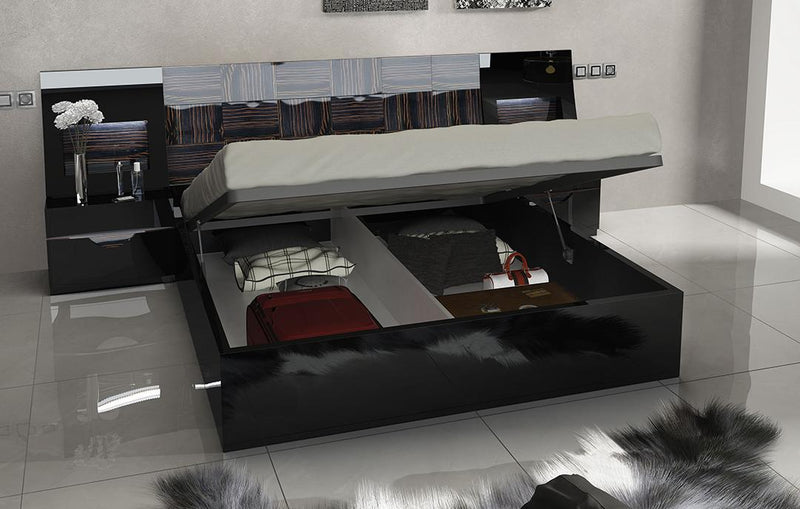 ESF Furniture Marbella Queen Platform with Storage Bed in Black