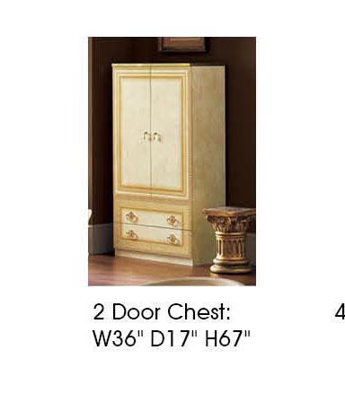 ESF Furniture Aida 2 Door Wardrobe in Ivory w/ Gold image