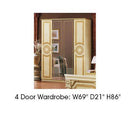 ESF Furniture Aida 4 Door Wardrobe in Ivory w/ Gold