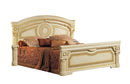 ESF Furniture Aida King Panel Bed in Ivory w/ Gold
