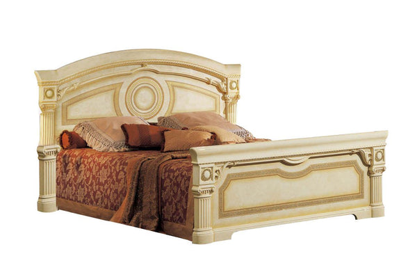 ESF Furniture Aida Queen Panel Bed in Ivory w/ Gold image
