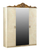 ESF Furniture Barocco 4-Door Wardrobe in Ivory w/ Gold