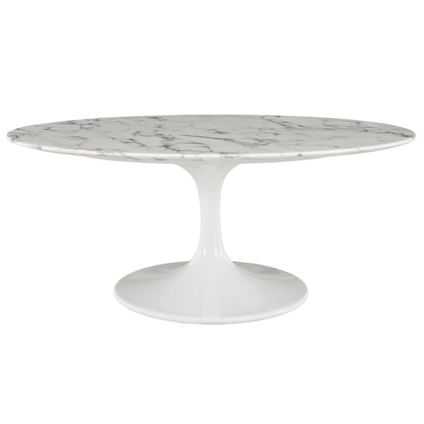 Lippa 42" Oval-Shaped Artificial Marble Coffee Table image