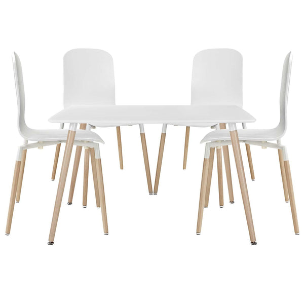 Stack Dining Chairs and Table Wood Set of 5 image