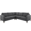 Empress 3 Piece Upholstered Fabric Sectional Sofa Set