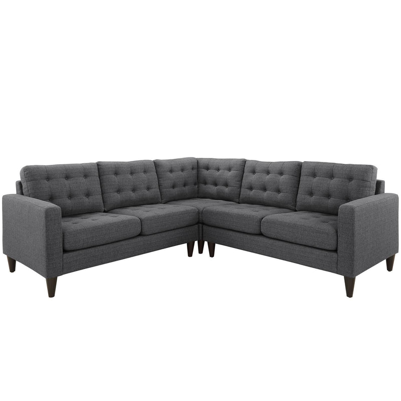 Empress 3 Piece Upholstered Fabric Sectional Sofa Set