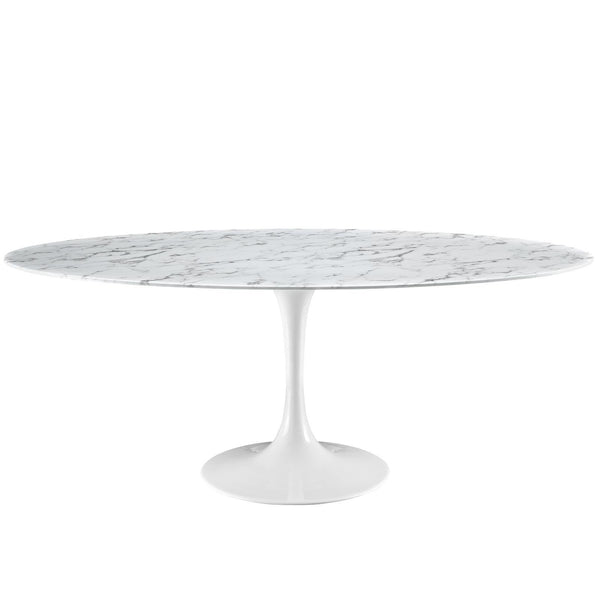Lippa 78" Oval Artificial Marble Dining Table image