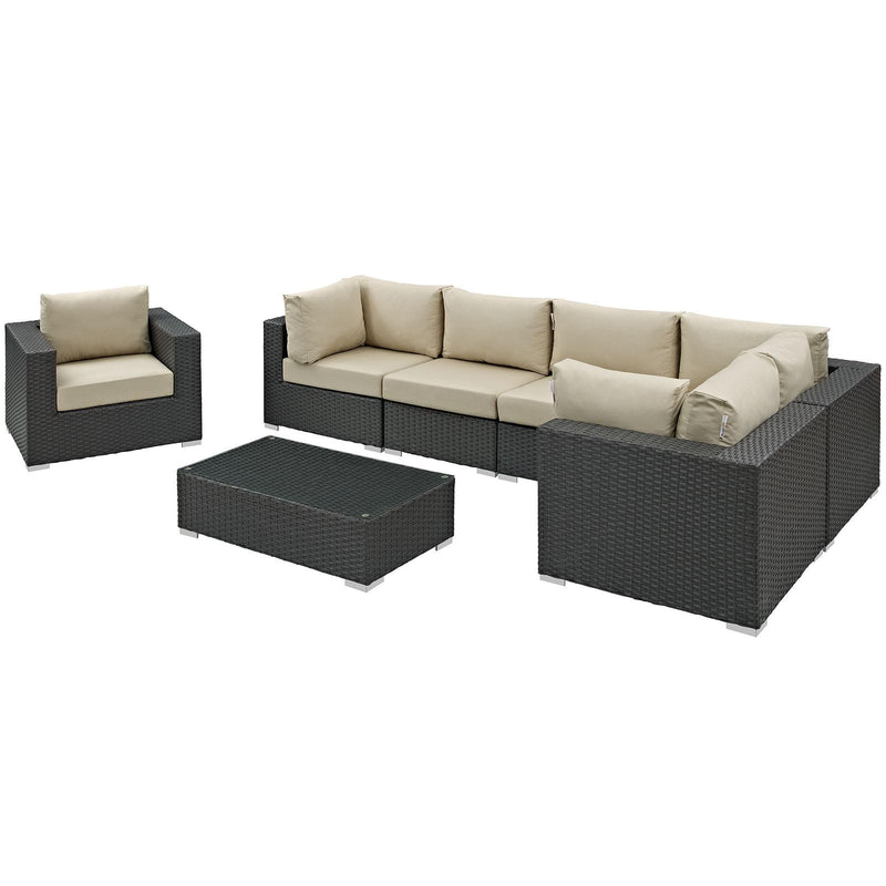 Sojourn 7 Piece Outdoor Patio Sunbrella� Sectional Set