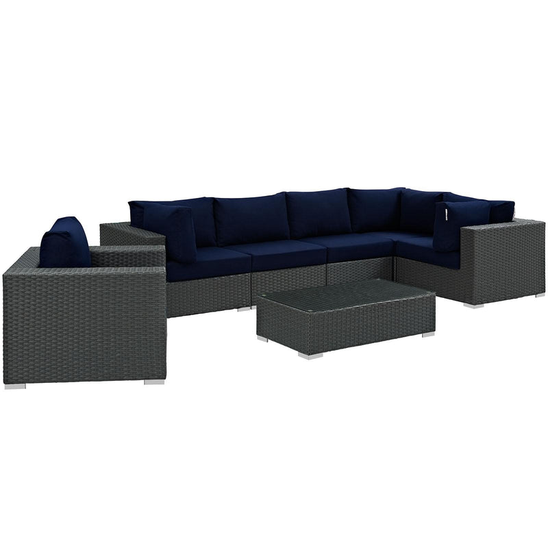 Sojourn 7 Piece Outdoor Patio Sunbrella� Sectional Set