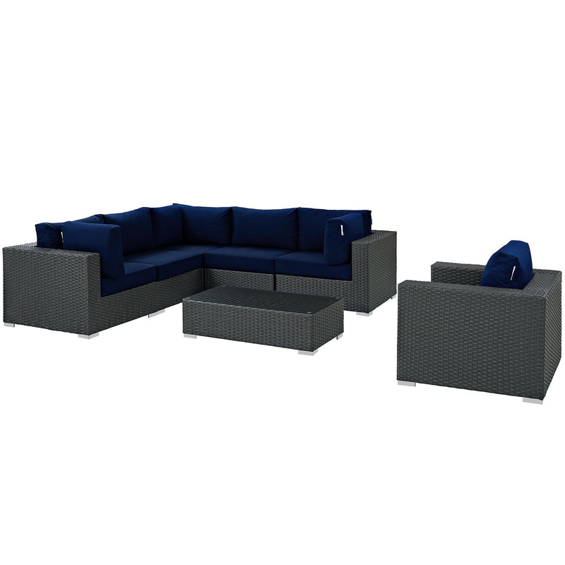 Sojourn 7 Piece Outdoor Patio Sunbrella� Sectional Set