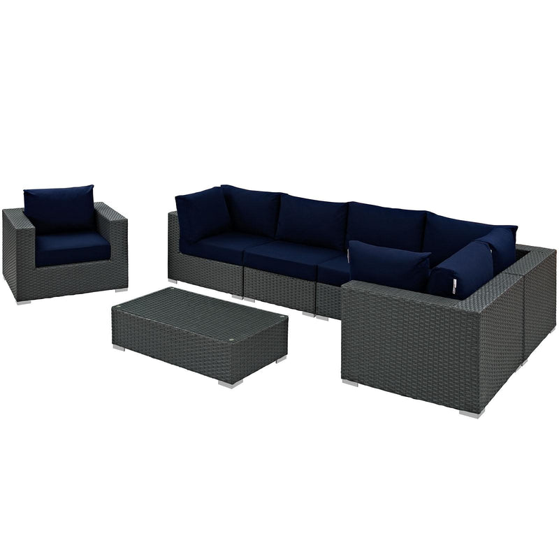 Sojourn 7 Piece Outdoor Patio Sunbrella� Sectional Set