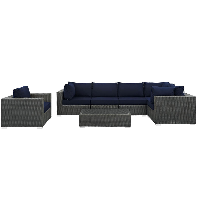 Sojourn 7 Piece Outdoor Patio Sunbrella� Sectional Set