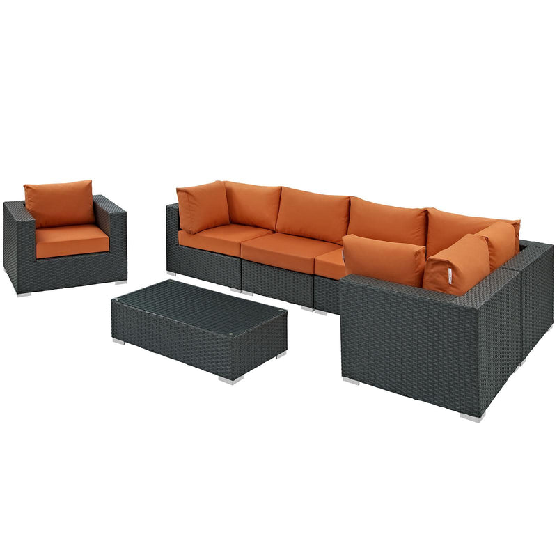 Sojourn 7 Piece Outdoor Patio Sunbrella� Sectional Set