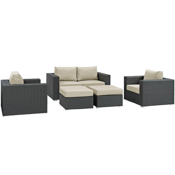 Sojourn 5 Piece Outdoor Patio Sunbrella� Sectional Set