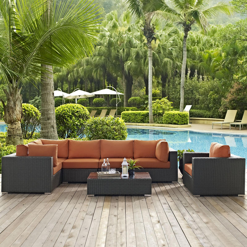 Sojourn 7 Piece Outdoor Patio Sunbrella� Sectional Set