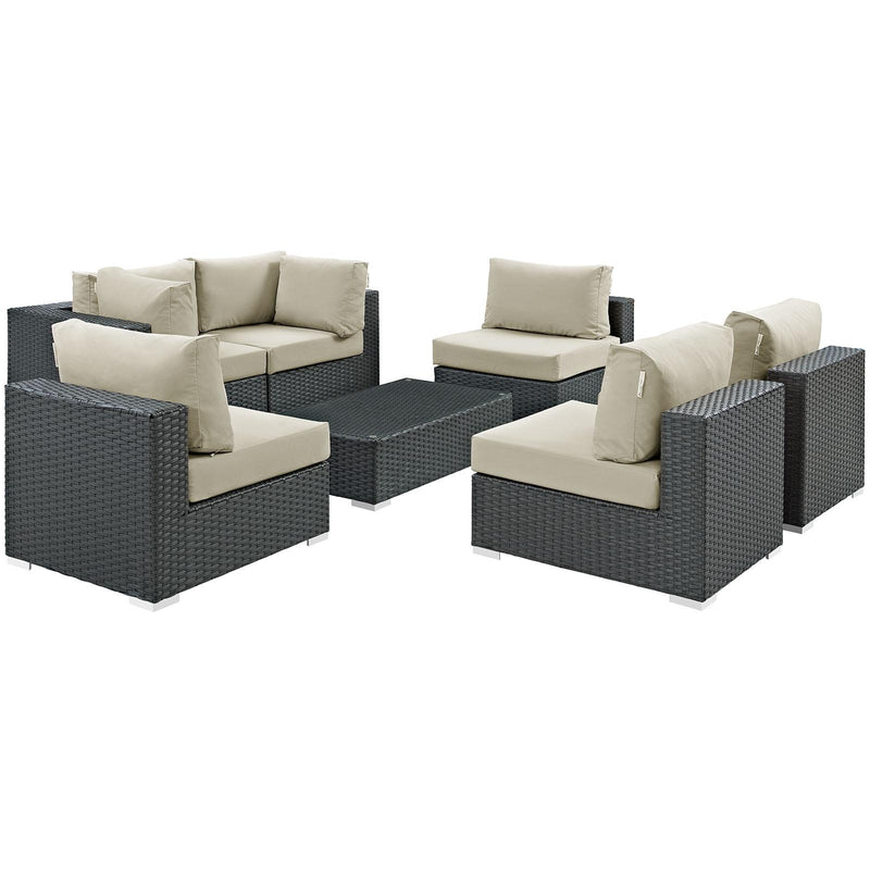 Sojourn 7 Piece Outdoor Patio Sunbrella� Sectional Set