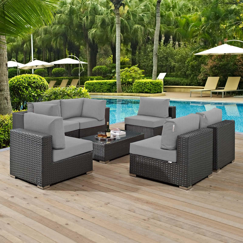 Sojourn 7 Piece Outdoor Patio Sunbrella� Sectional Set