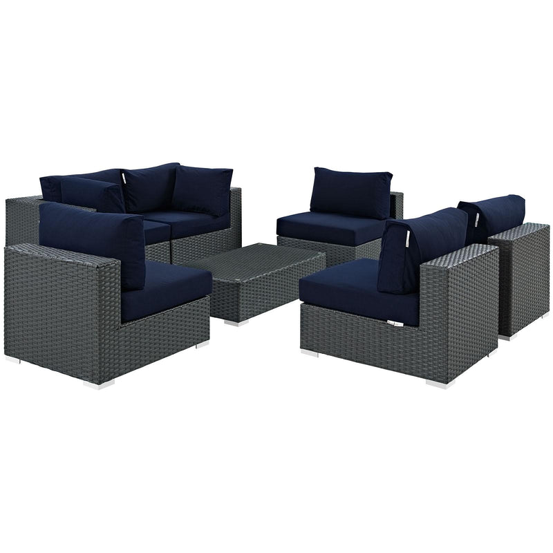 Sojourn 7 Piece Outdoor Patio Sunbrella� Sectional Set